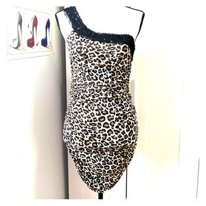 Animal print rushed dress